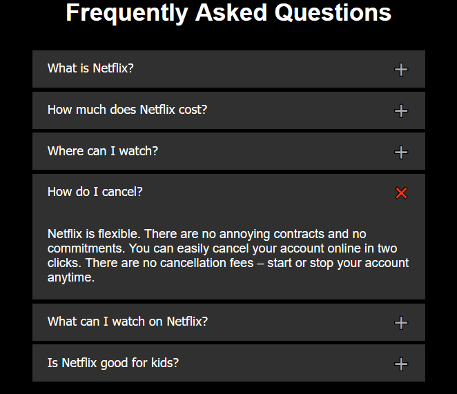 Netflix accordion - open